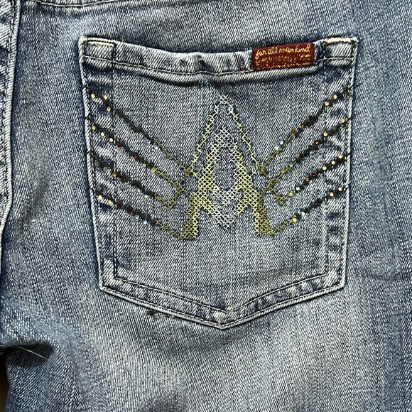 7 For All Mankind "A" Pocket Distressed Bootcut Jeans SZ 29 - Picture 6 of 10